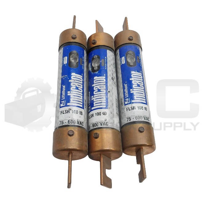 LOT OF 3 LITTELFUSE FLSR 100 ID INDICATOR FUSE 100A 75-600VAC