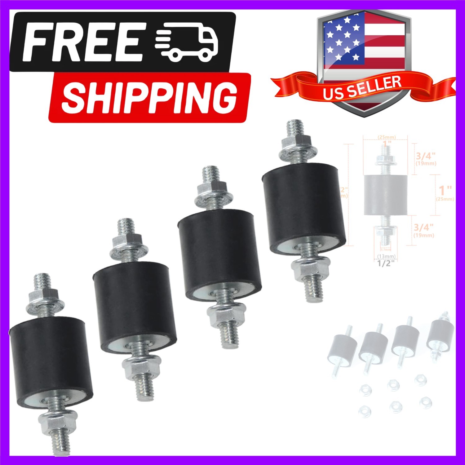 4pcs 25 x 25mm Rubber Mounts Rubber Vibration Isolator Mounts Shock Absorber …