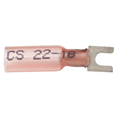 Velvac 37122 Fork Terminal, #6 Stud Size, 18 Awg, 600 V, Heat Shrink Insulated,