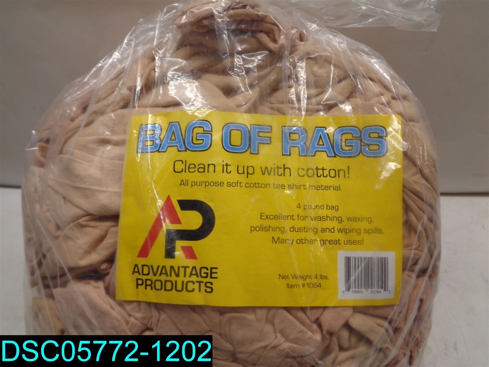 QTY=9 BAGS: BAG OF RAGS COTTON 4 POUND BAGS