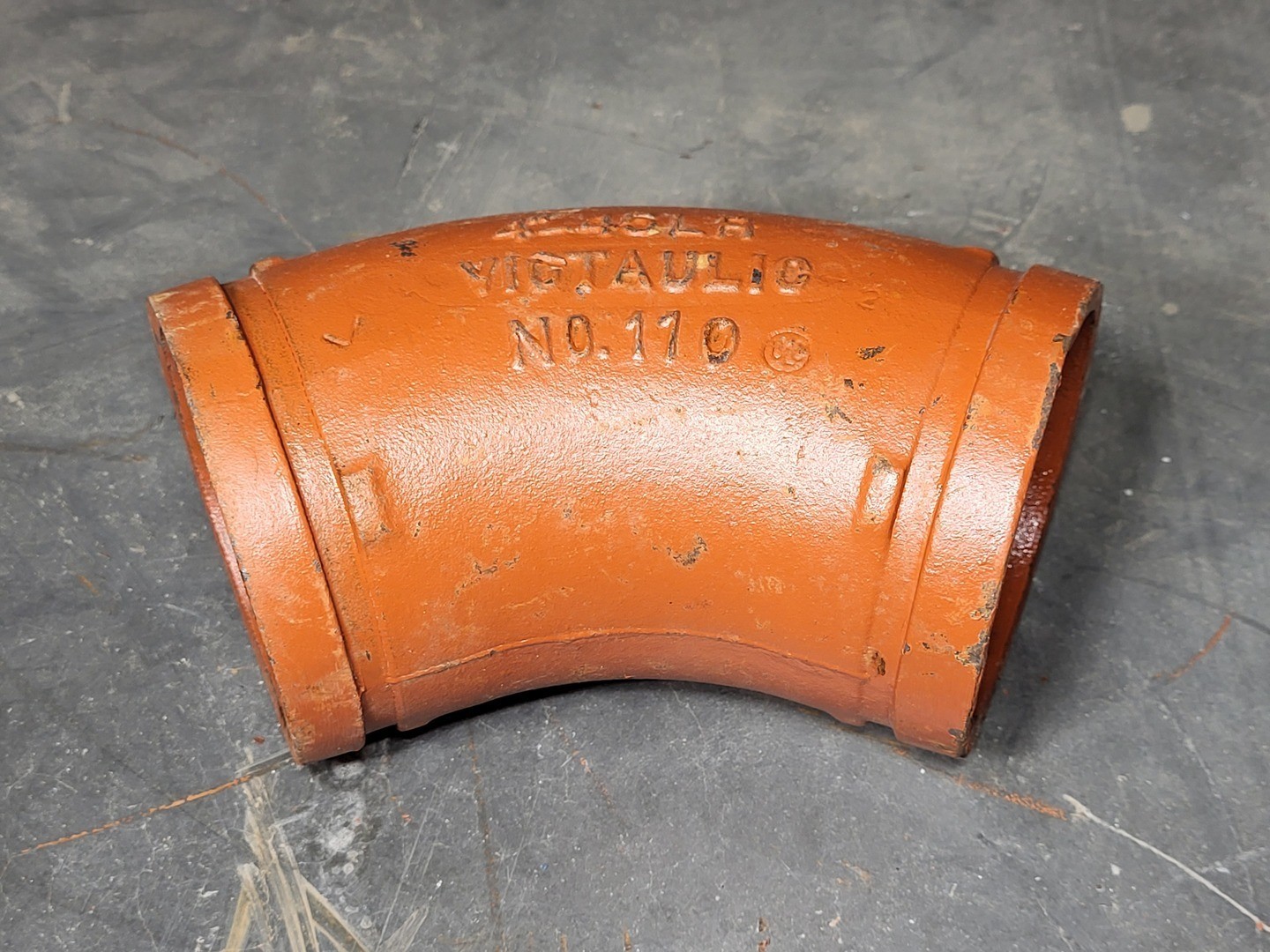 SURPLUS NEW Victaulic No. 110 6″ Grooved 45° Elbow Fitting, Ptd. Orange