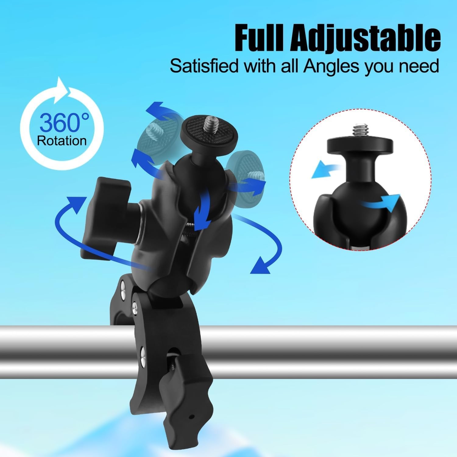 Motorcycle Mount Kit with 47″ Invisible Selfie Stick Compatible for Insta ……