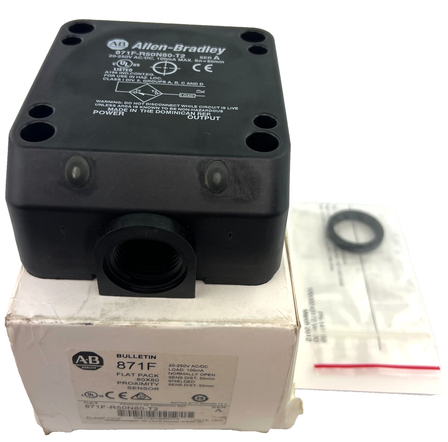 Allen Bradley 871F-R50N80-T2 Flat Pack 80X80 Proximity Sensor Bulletin 871F NEW