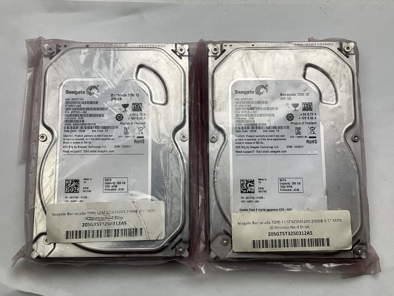(2) REFURBISHED Seagate Barracuda 7200.12 250GB Internal Hard Drive 7200RPM 3.5″