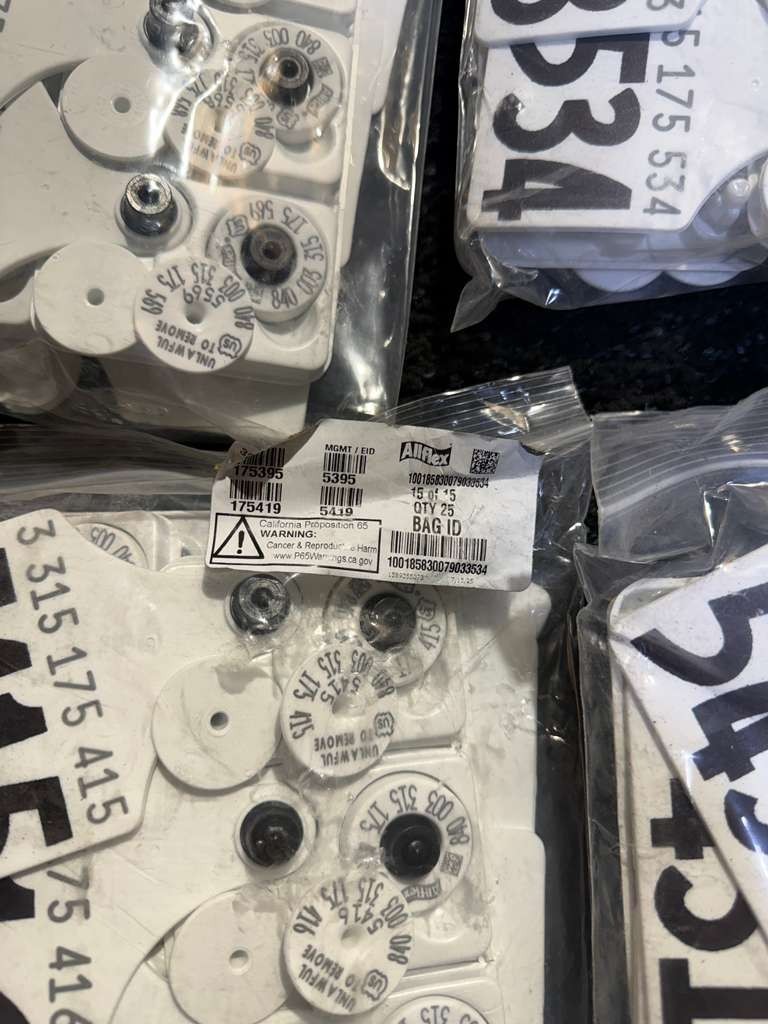 (QTY 375) AllFlex From Numbers #5395 To #5769 USDA Matched Pair Cattle Ear Tags