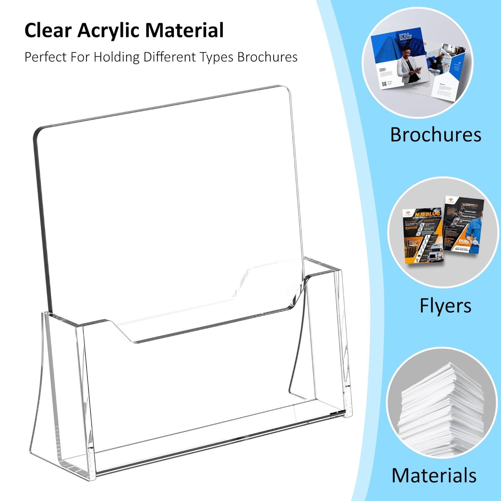 Acrylic Brochure Holder 8.5 x 11 inch 2 Pack, Clear Flyer Holder Plastic Stan…
