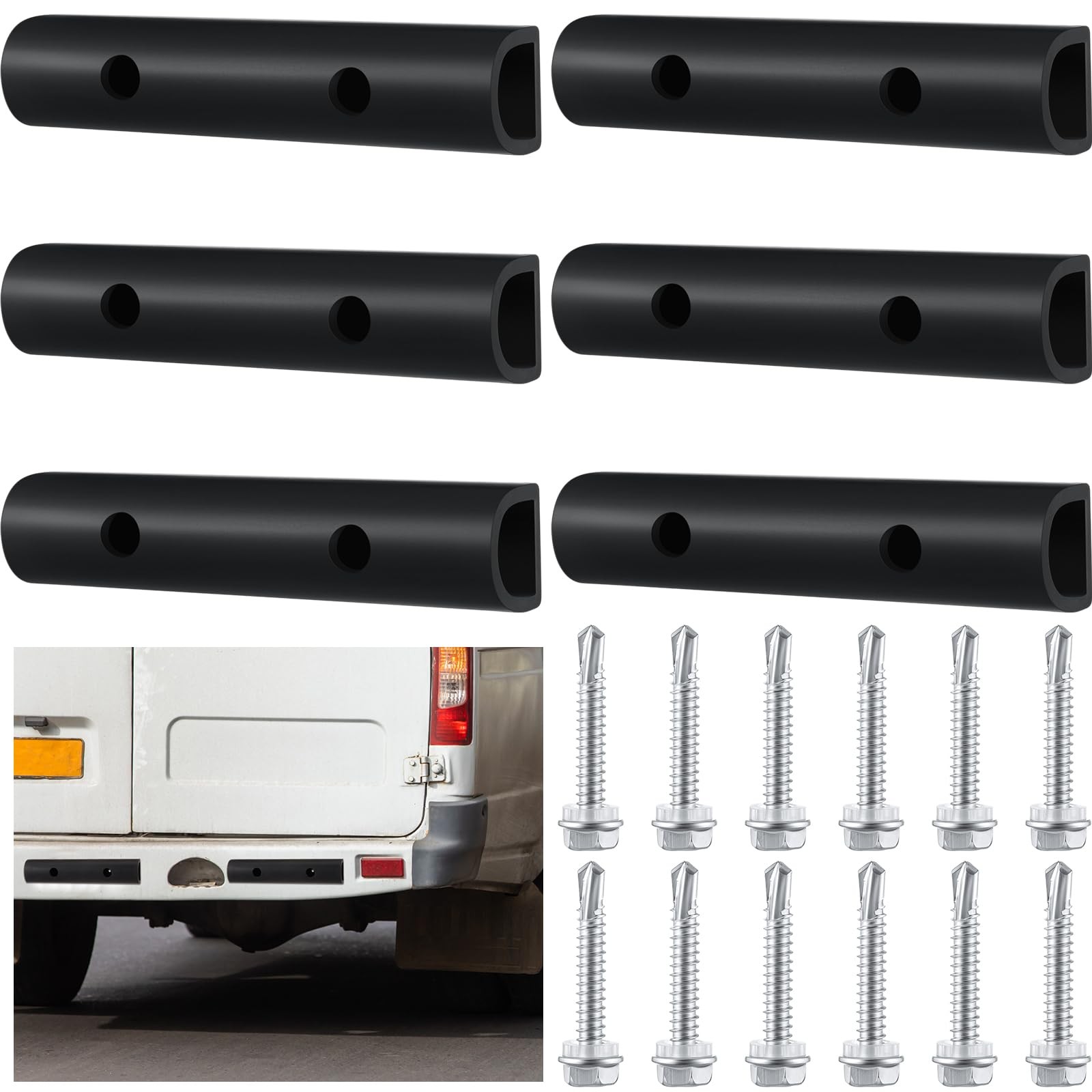 6 Pcs 10 Inch Universal Rubber Bumper Strip for Trailers Trucks Commercial Ve…