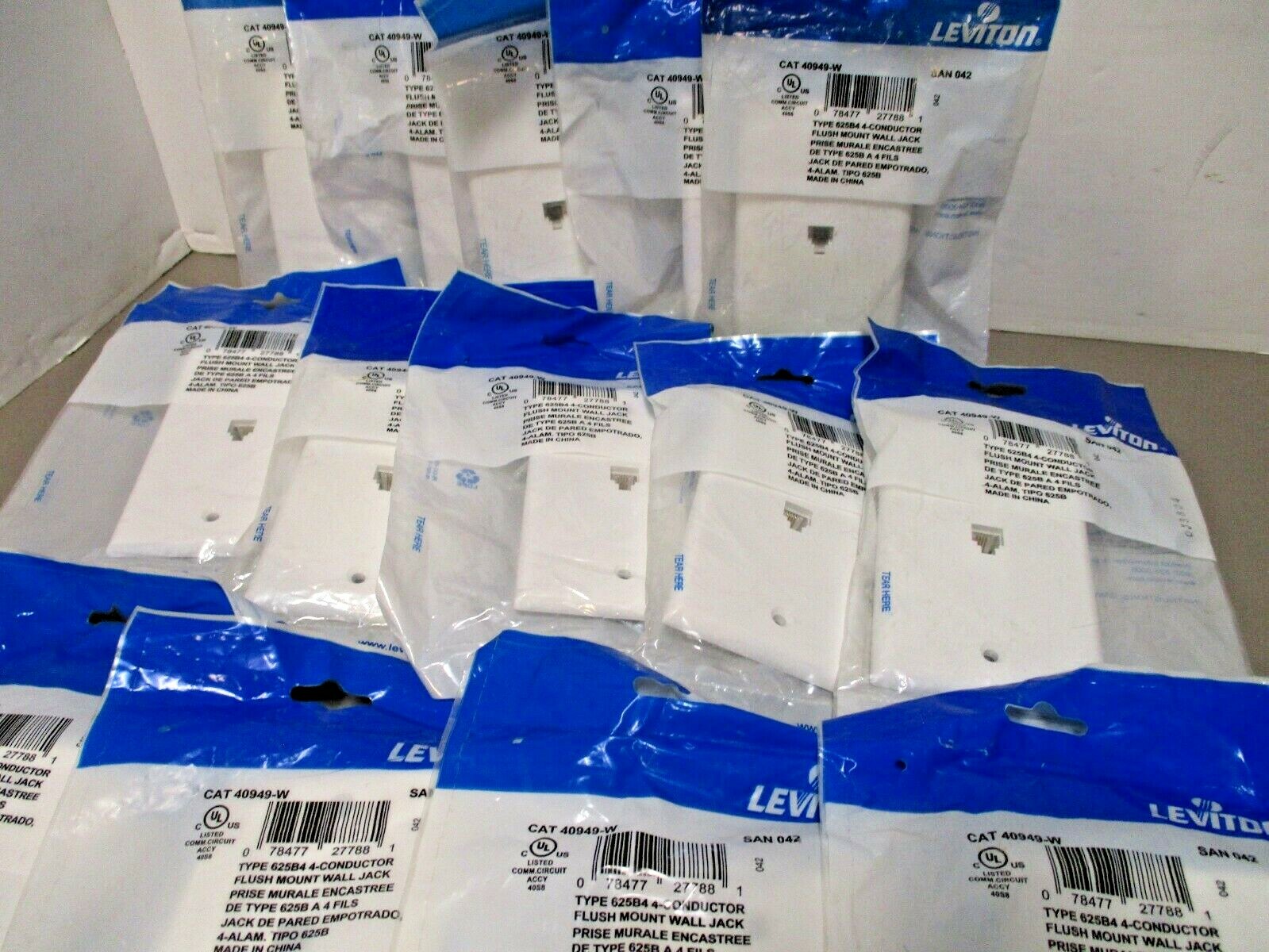 x15 Leviton Type 625B4 4-Conductor Flush Mount Wall Jack Telephone WHITE 40949W