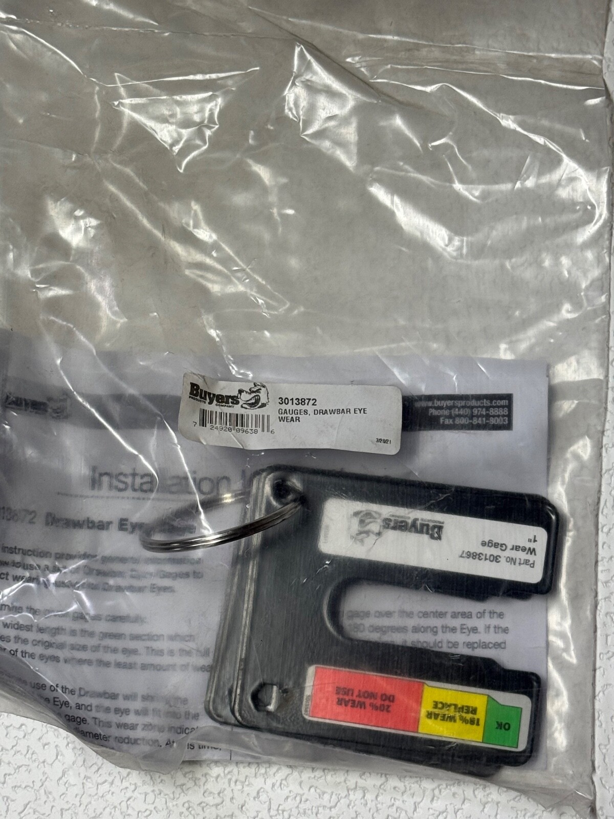 Buyers Products 3013872 Lunette Ring/Towbar Eye Wear Gauge Set – 5 Cards