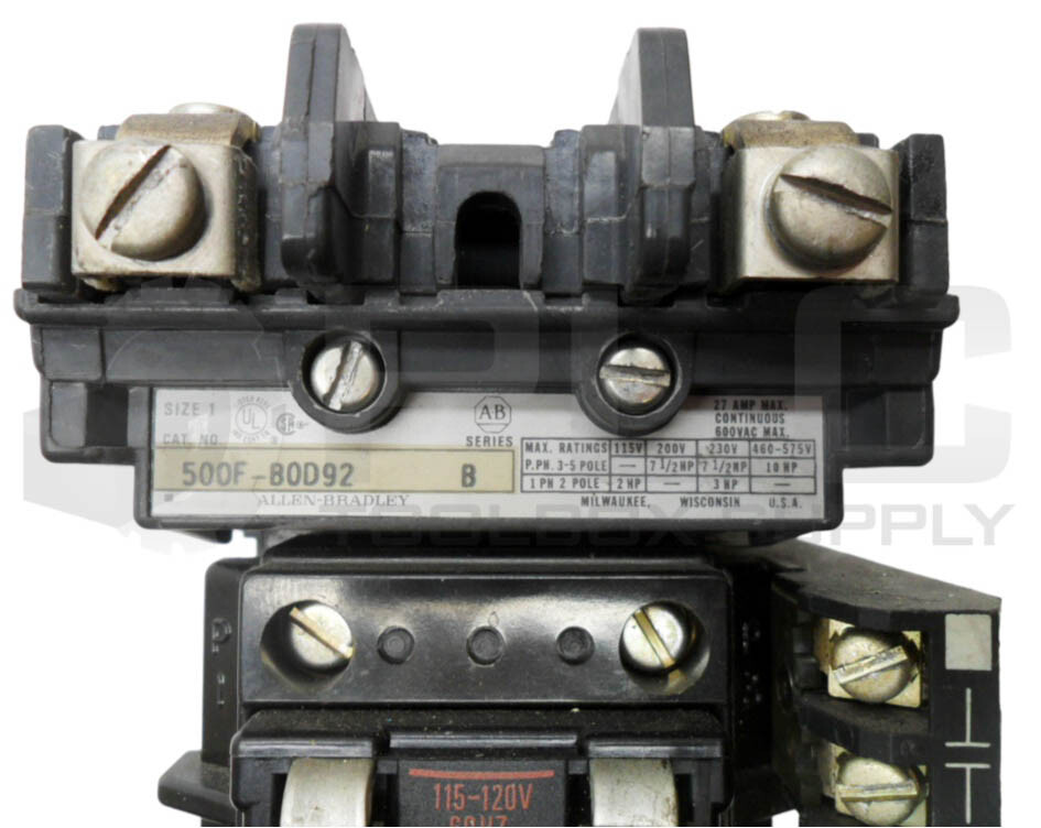ALLEN BRADLEY 500F-BOD92 /B CONTACTOR W/ CB236 COIL W/ 595-A /B AUX CONTACT