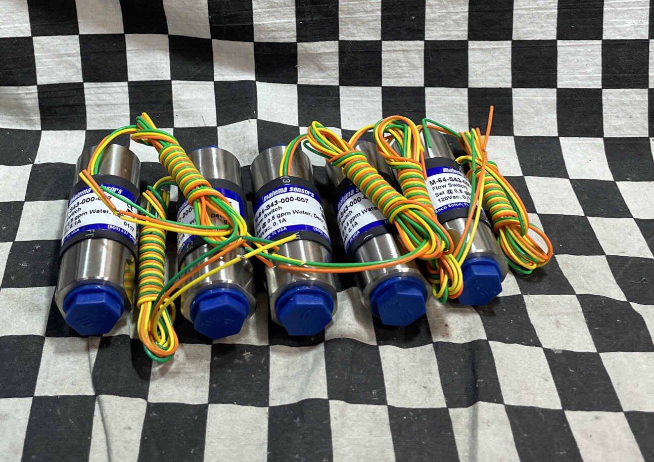 MALEMA Flow Switch 1/2″ FNPT .5gpm Water, M-64-S43-000-007, LOT OF 5 SHIPSAMEDAY