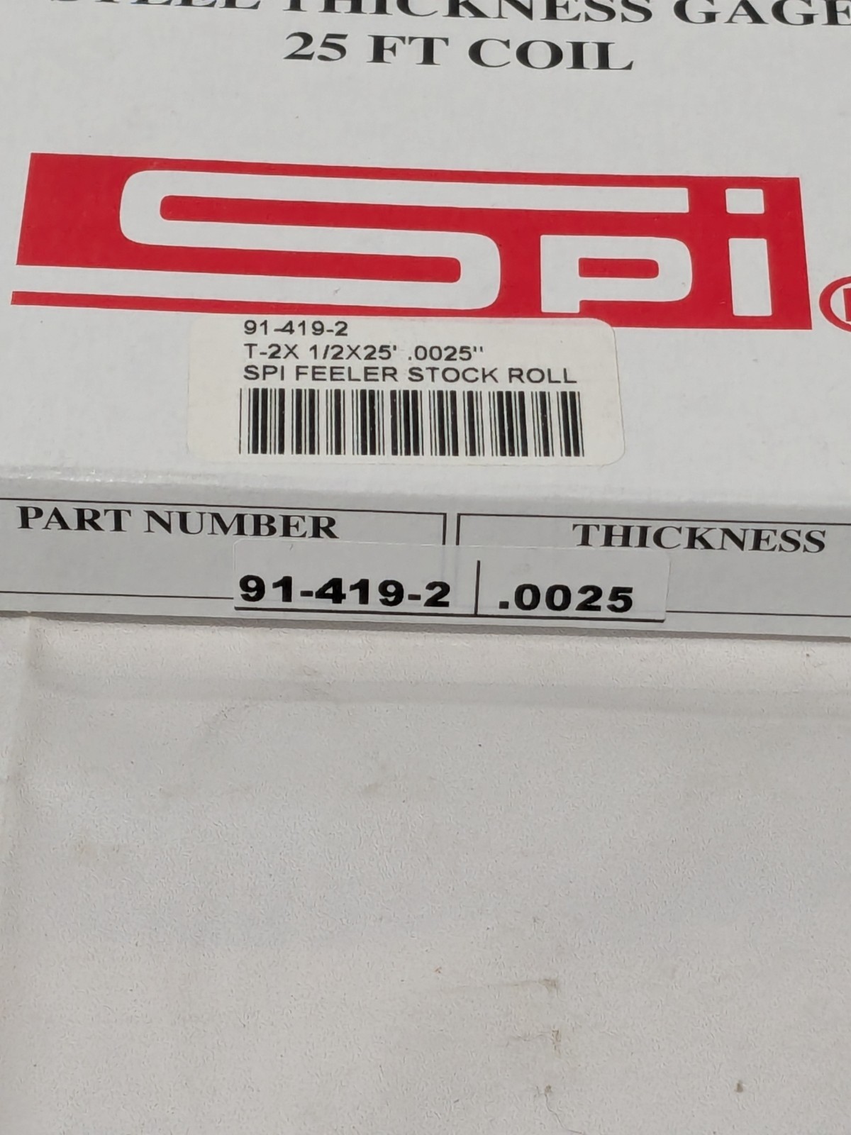 SPI Feeler Stock Roll: 0.0025″ Thick, 1/2″ Wide, 25′ Long 91-419-2