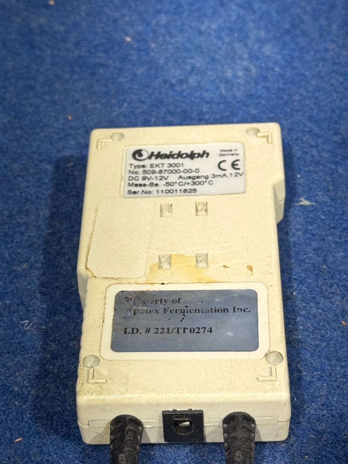 Heidolph EKT 3001 Temperature Controller Pt1000 Probe Power Adapter Tested