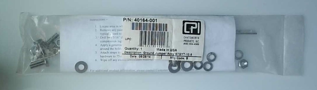 CPI #40164-001 Ground Jumper Assy 67GYT-10.6 (Lot of 1)