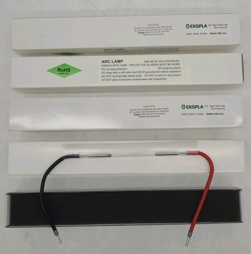 (Lot Of 4) EKSPLA Laser Xenon ARC Flash Lamp Bulb 58mm FLF-58 QXF1211 Flashlamp