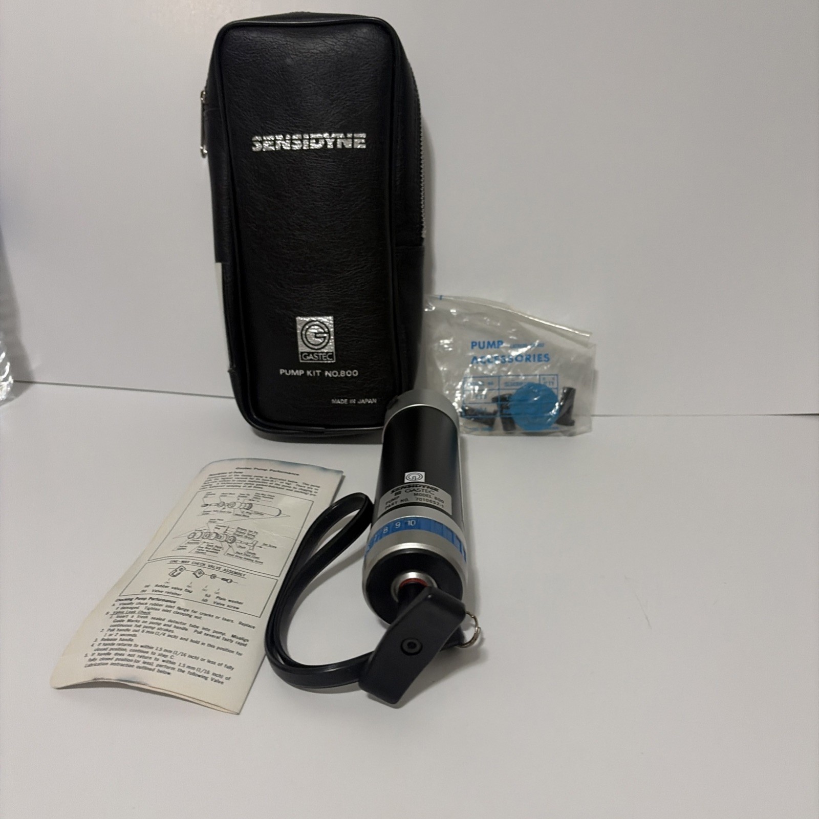GASTEC Sensidyne Model 800 Gas Detector-Case, Instructions, Spar Parts