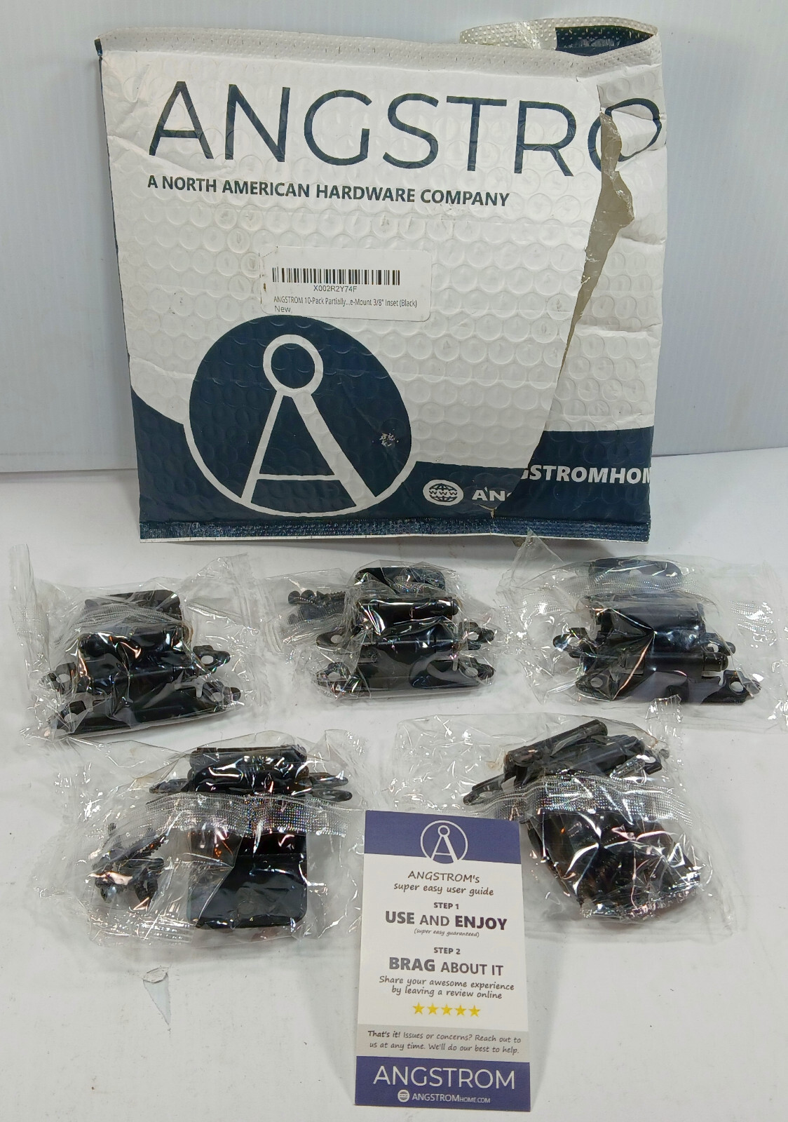 10 NEW ANGSTROM 97221 3/8″ INSET BLACK E-MOUNT CABINET HINGES NIB **MAKE OFFER**