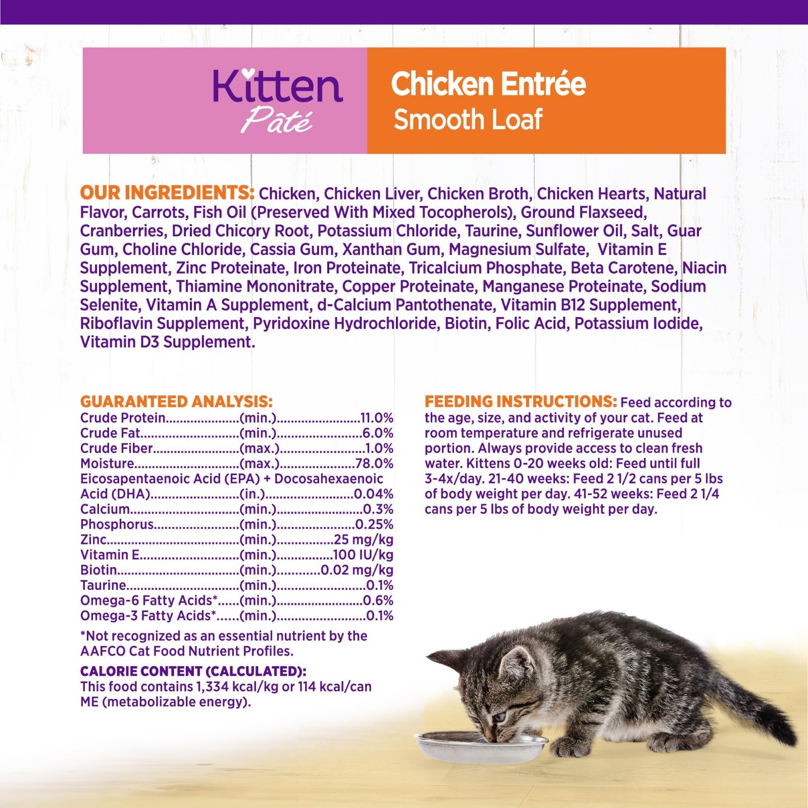 Wellness Complete Health Pate Kitten Wet Cat Food, Chicken, 3 oz – 48 ct