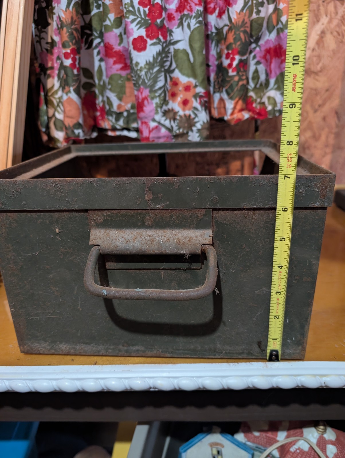 Metal Parts Bin With Handles Stacking Box Industrial vintage