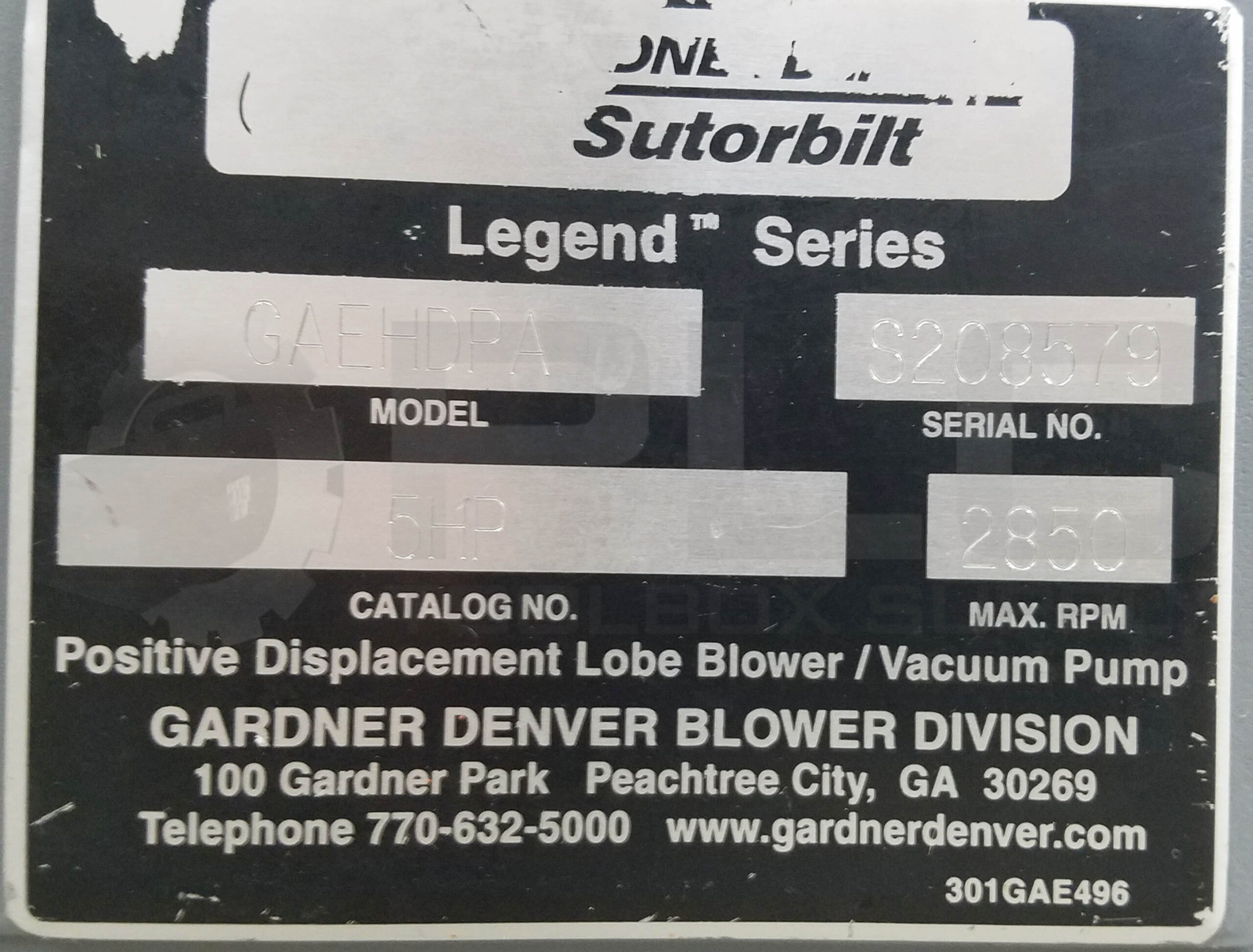 SUTORBILT GAEHDPA BLOWER 5HP 2850 RPM