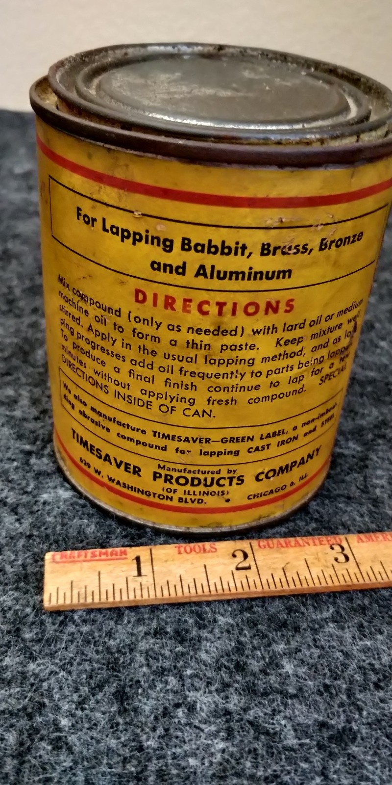 FULL CAN new old stock TIMESAVER LAPPING COMPOUND YELLOW LABEL 60N MEDUIM