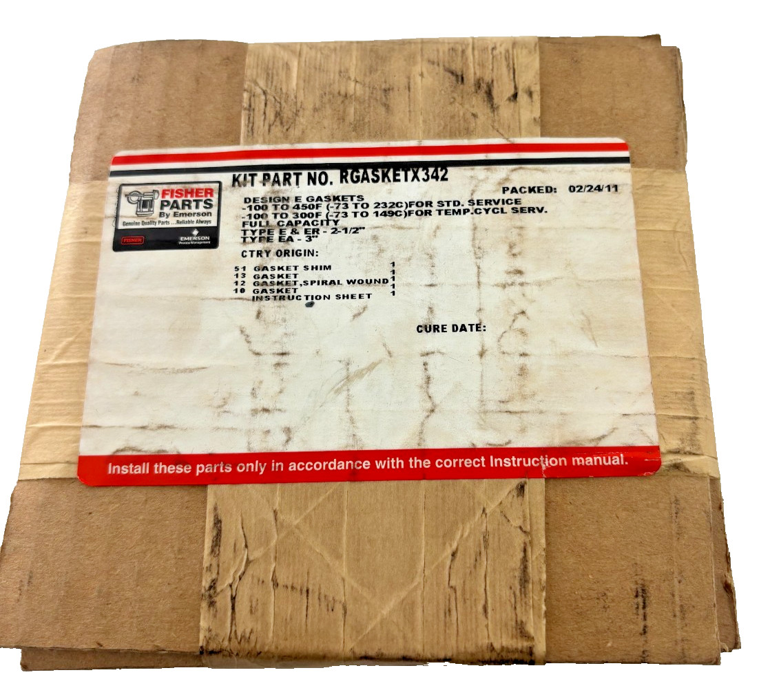 FISHER PARTS, RGASKETX342,GASKET KIT TYPE E&ER 2-1/2IN TYPE EA 3 IN NOS