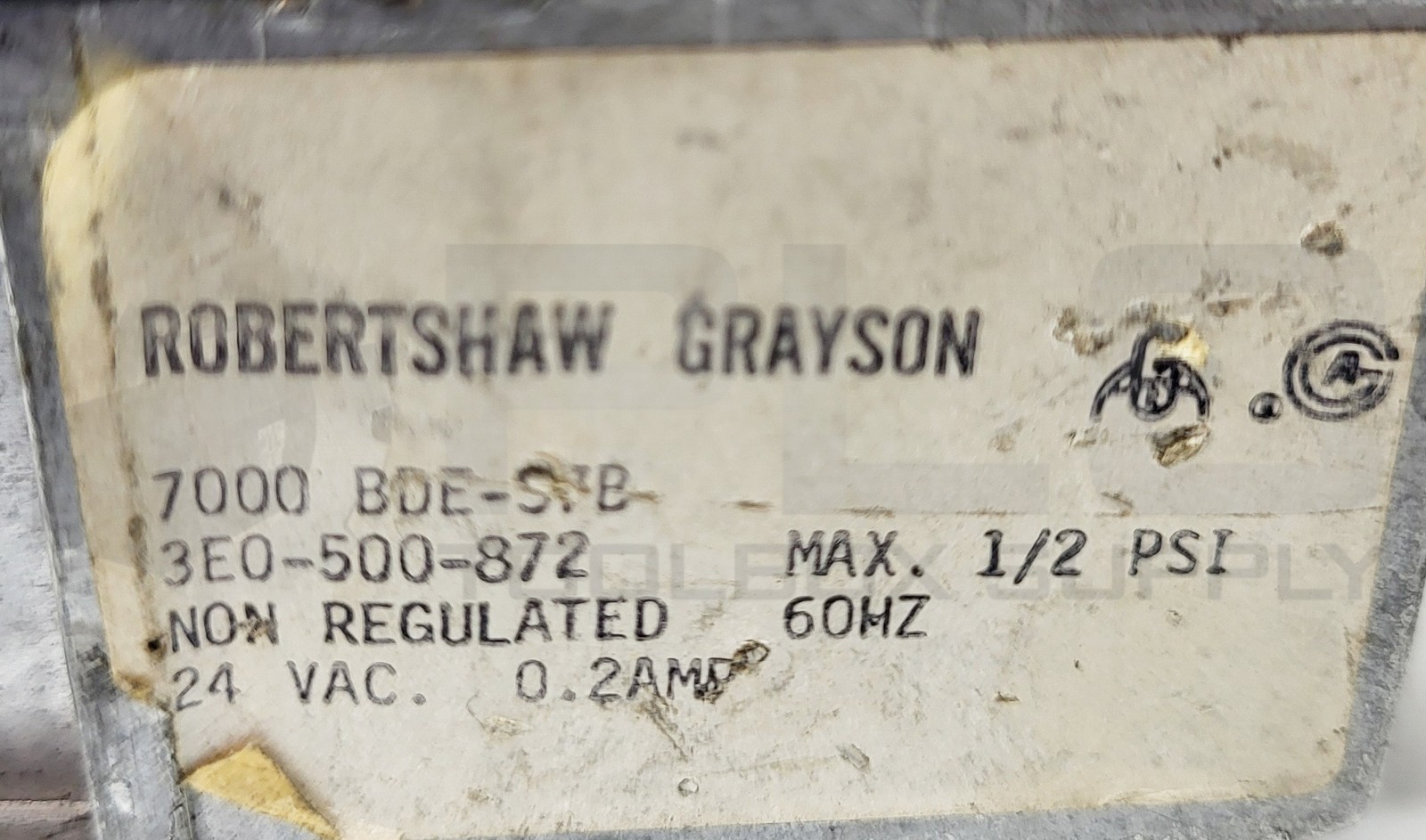 NEW ROBERTSHAW 7000BDES7B CONTROL GAS VALVE 24VAC .2A 60HZ 1/2PSI, 3E0-500-872