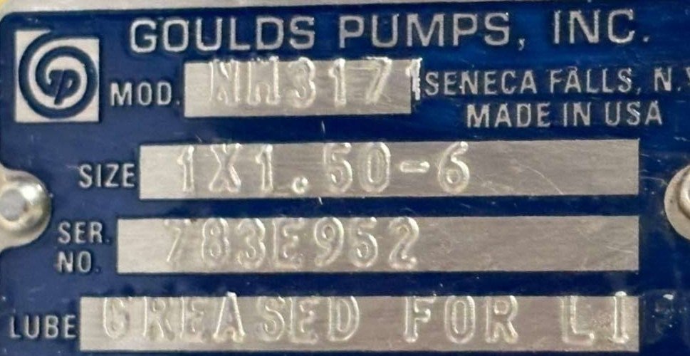 Goulds Pumps NM3171 Non-Metallic Vertical Process Pump D02319A 63100, RPC-02-001