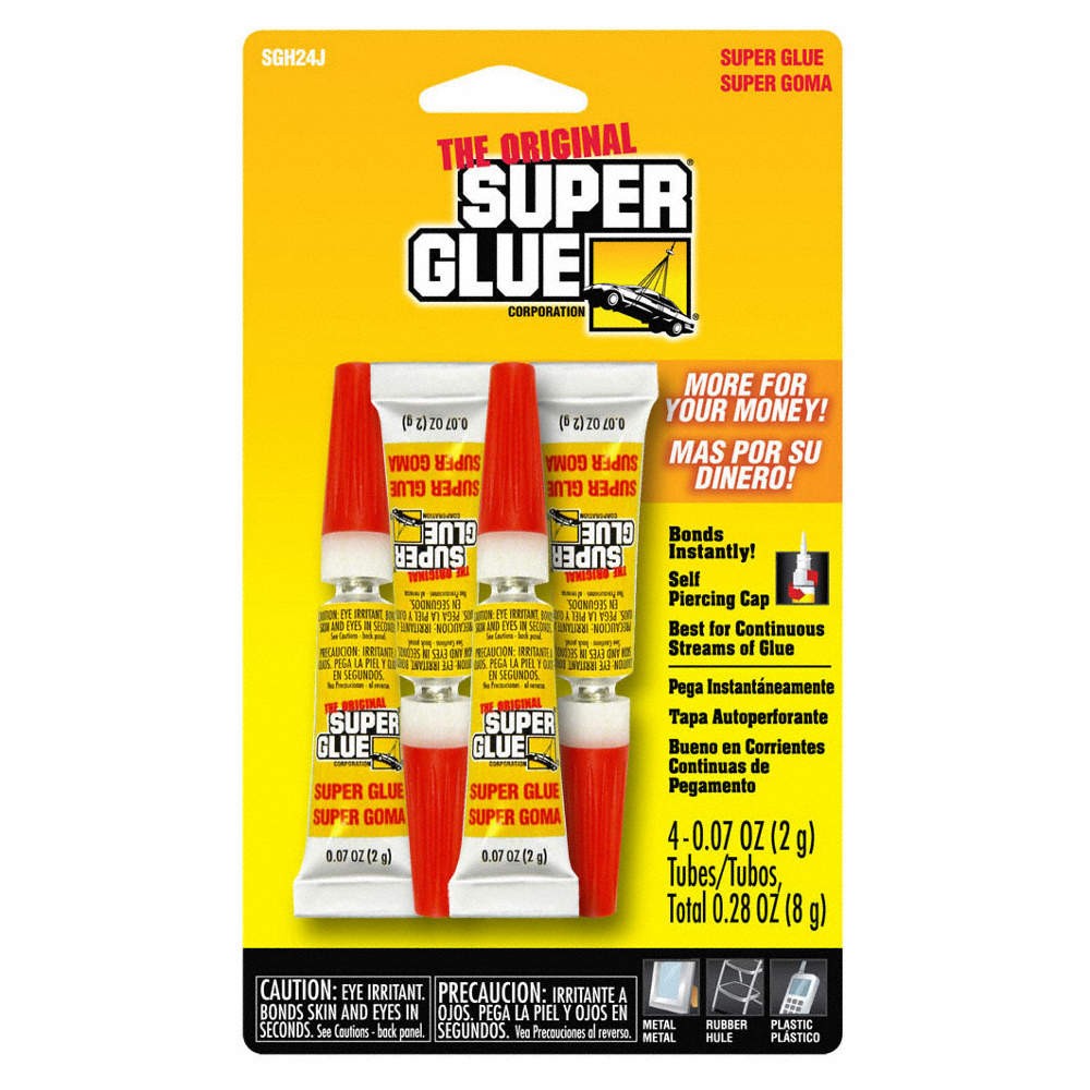 SUPER GLUE SGH24J-48 Instant Adhesive,0.07 fl oz,Tube,PK4 3EHP9