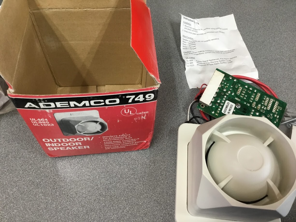 749 Ademco Outdoor/Indoor Speaker, 25W Peak, Weather Resistant