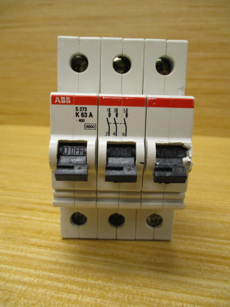 ABB S273 K63A 63A Circuit Breaker S273K63A Cracked 3 Pole