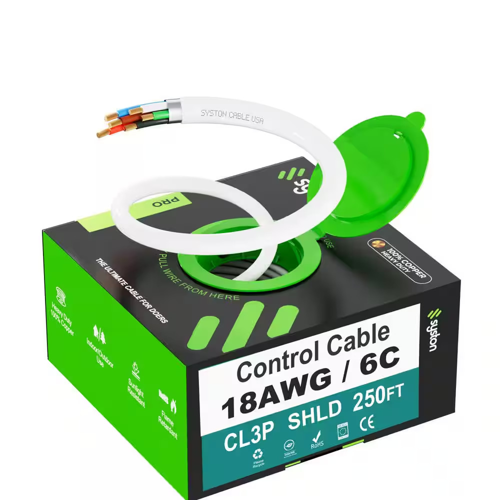 250 Ft. 18/6 White Cmp/Fplp/Cl3P-Plenum Rated Stranded-Shielded Bare Copper Secu