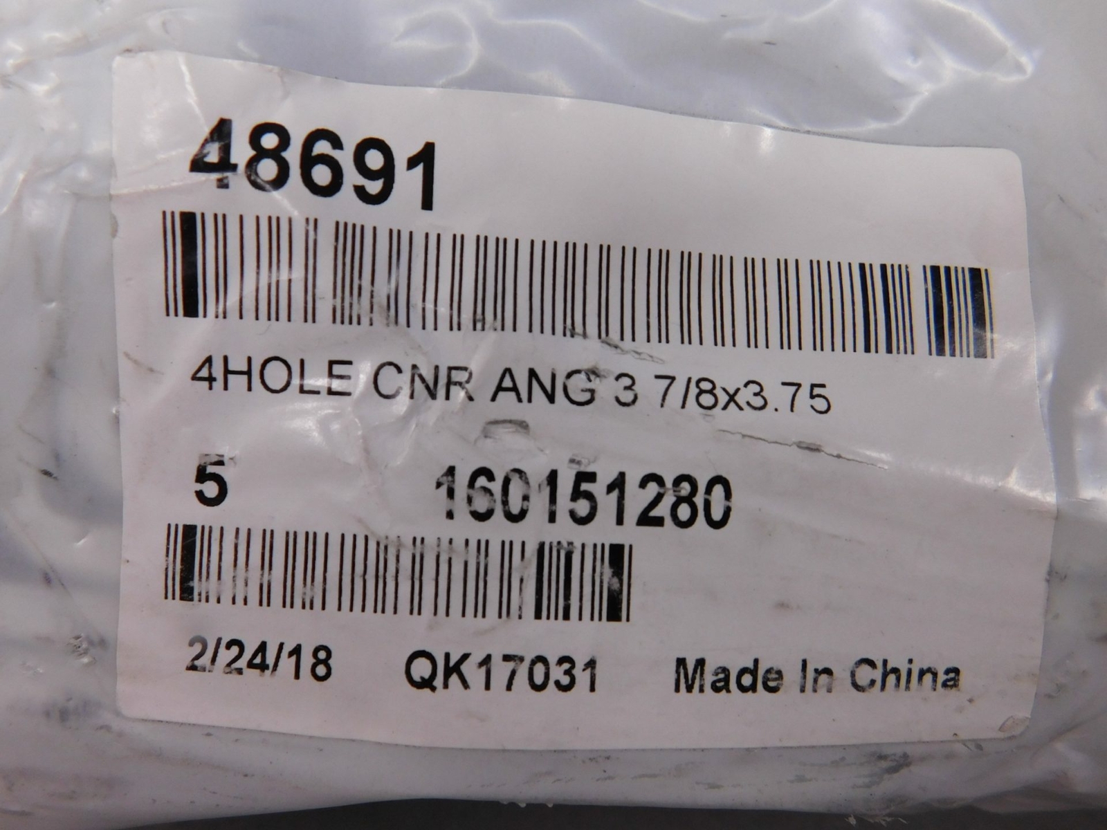 *Bag of 5* Fastenal 48691 4-Hole Corner Angle 90° Zinc Plated 3-7/8″ x 3.75″ …