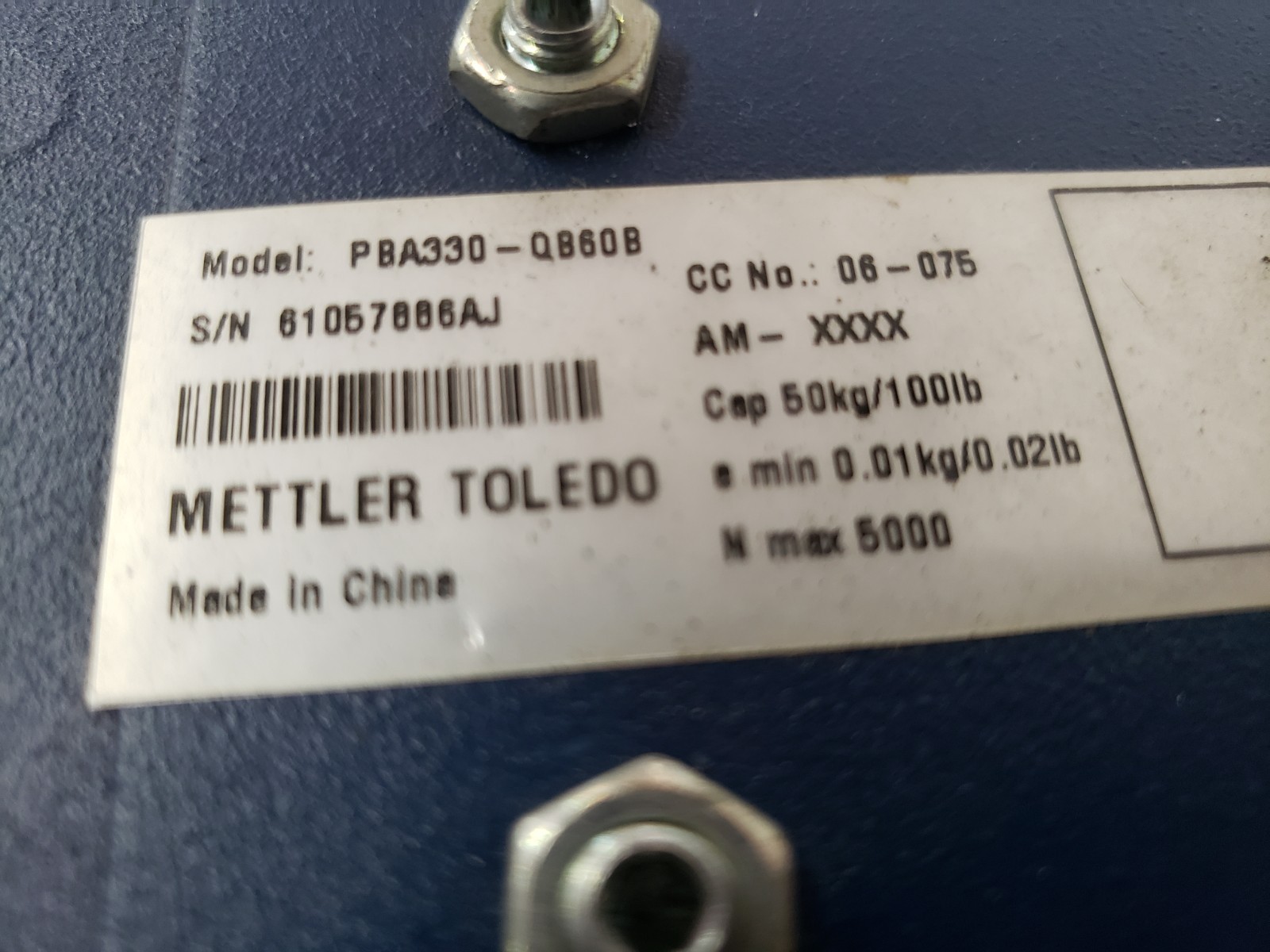 Mettler Toledo PBA330-QB60B Weighing Platform Scale Cap. 100lb