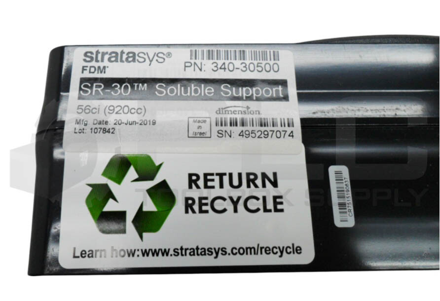 STRATASYS SR-30 SOLUBLE SUPPORT 13% 56CI 340-30500 108187 *READ*