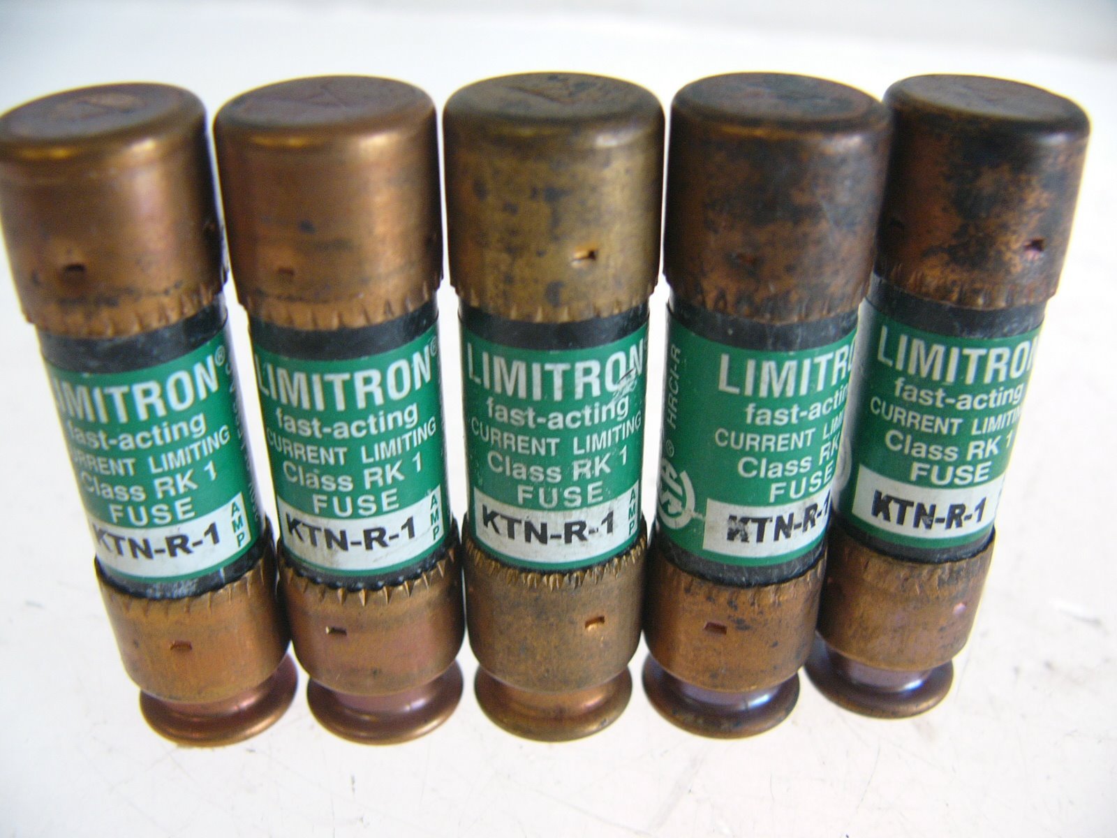LOT OF 5 BUSSMANN LIMITRON FUSES KTN-R-1 CLASS RK 1 FAST-ACTING (F27)