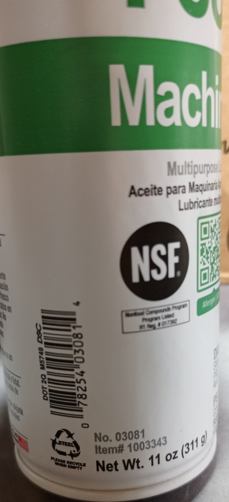 Box Of 12 CRC Food Grade Machine Oil 03081 11 Oz Each