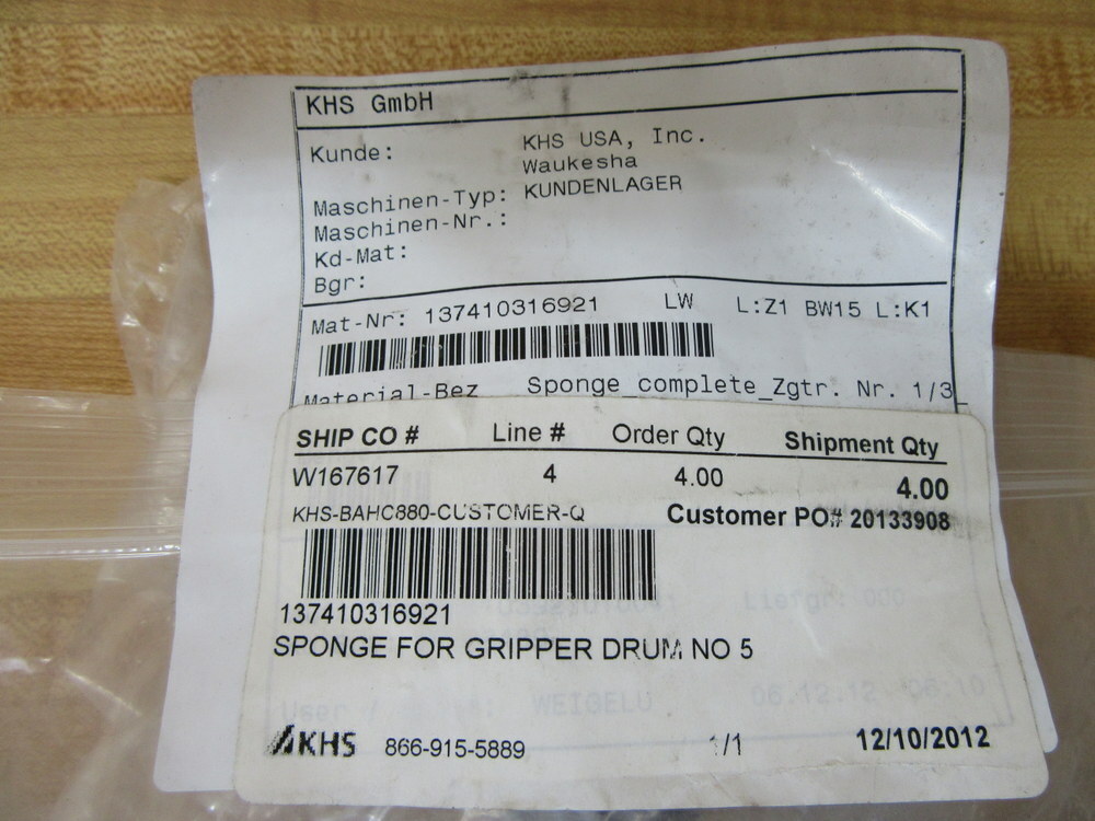 KHS 137410316921 Sponge For Drum No 5