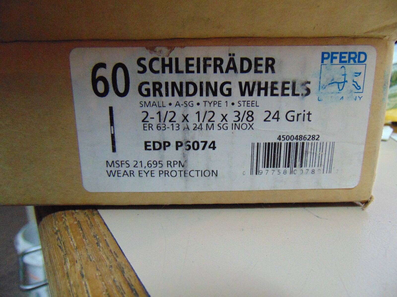 5 pack Pferd 41149 INOX P6074 type 1 24 grit 2 1/2x 2 1/2 x 3/ 8″ Abrasive Wheel