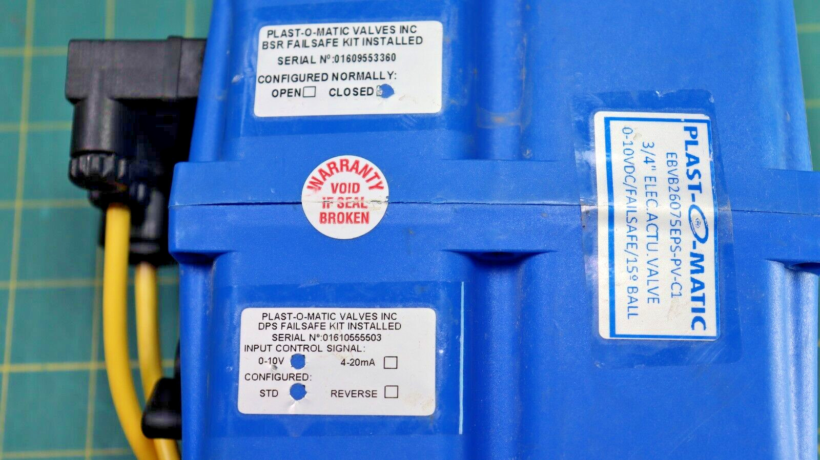 True Blue 7756-D Electric Actuator Plast-O-Matic Normally Closed 12V-24V AC/DC