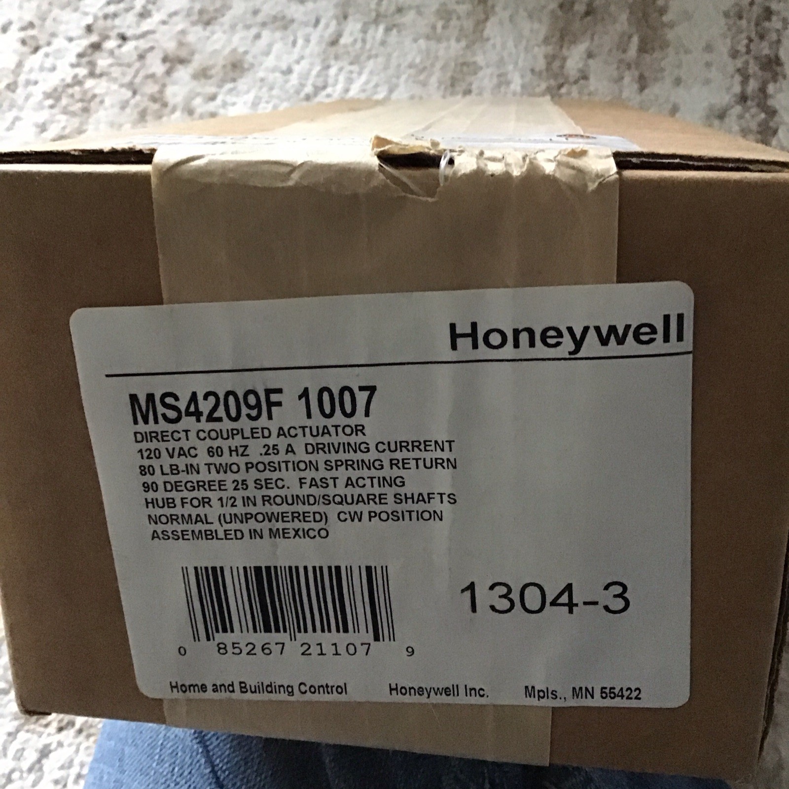 HONEYWELL TWO POSITION DIRECT COUPLED ACTUATOR MS4209F-1007