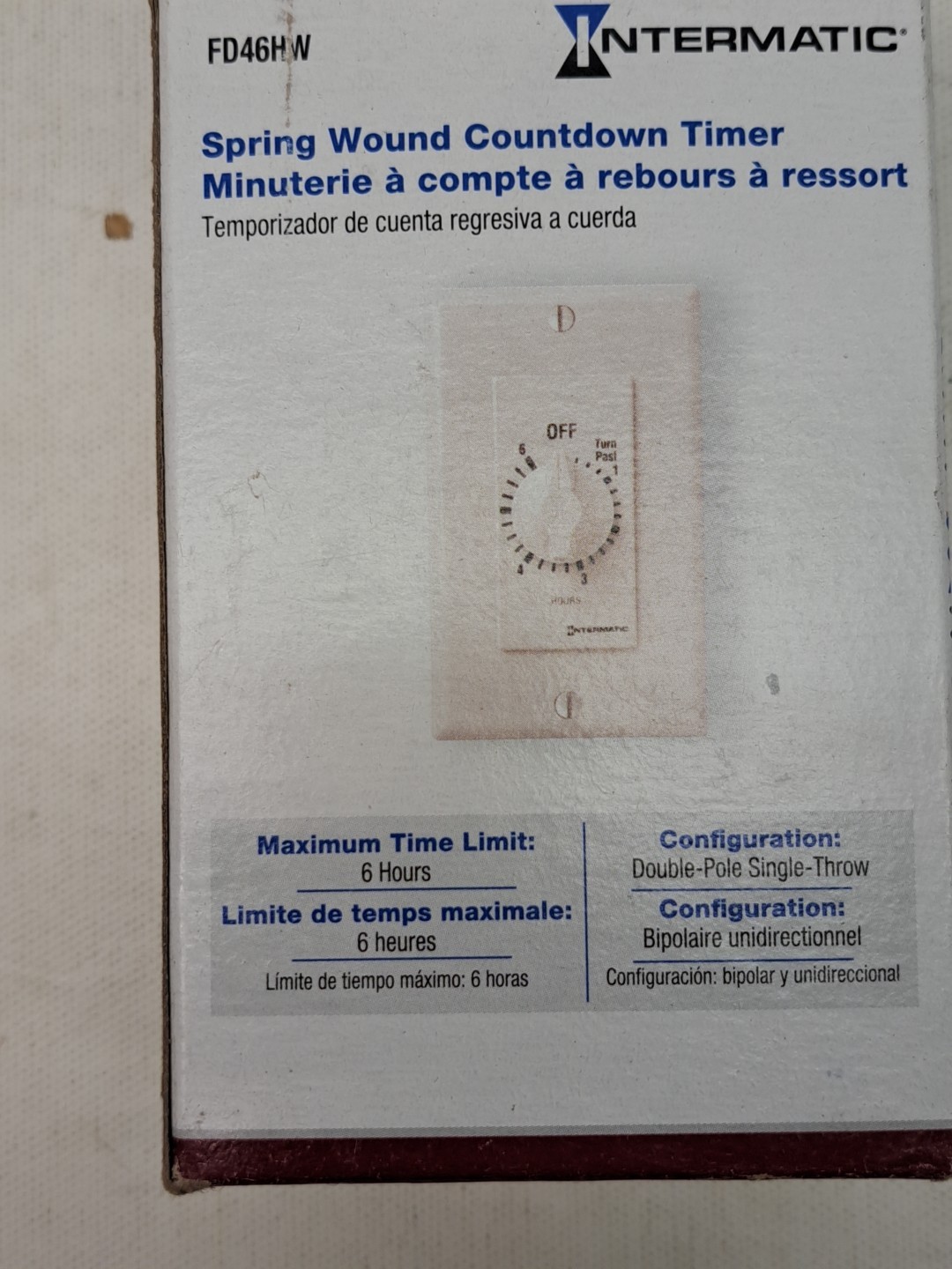 INTERMATIC FD46HW in-wall spring-wound countdown timer NEW