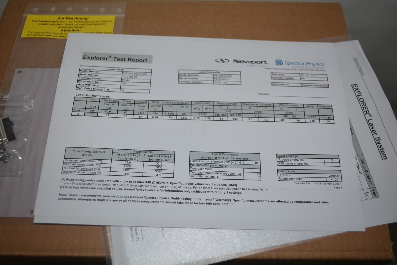^ Spectra-Physics / Newport Laser System (Kit) Explorer 349 P/N: 349-060