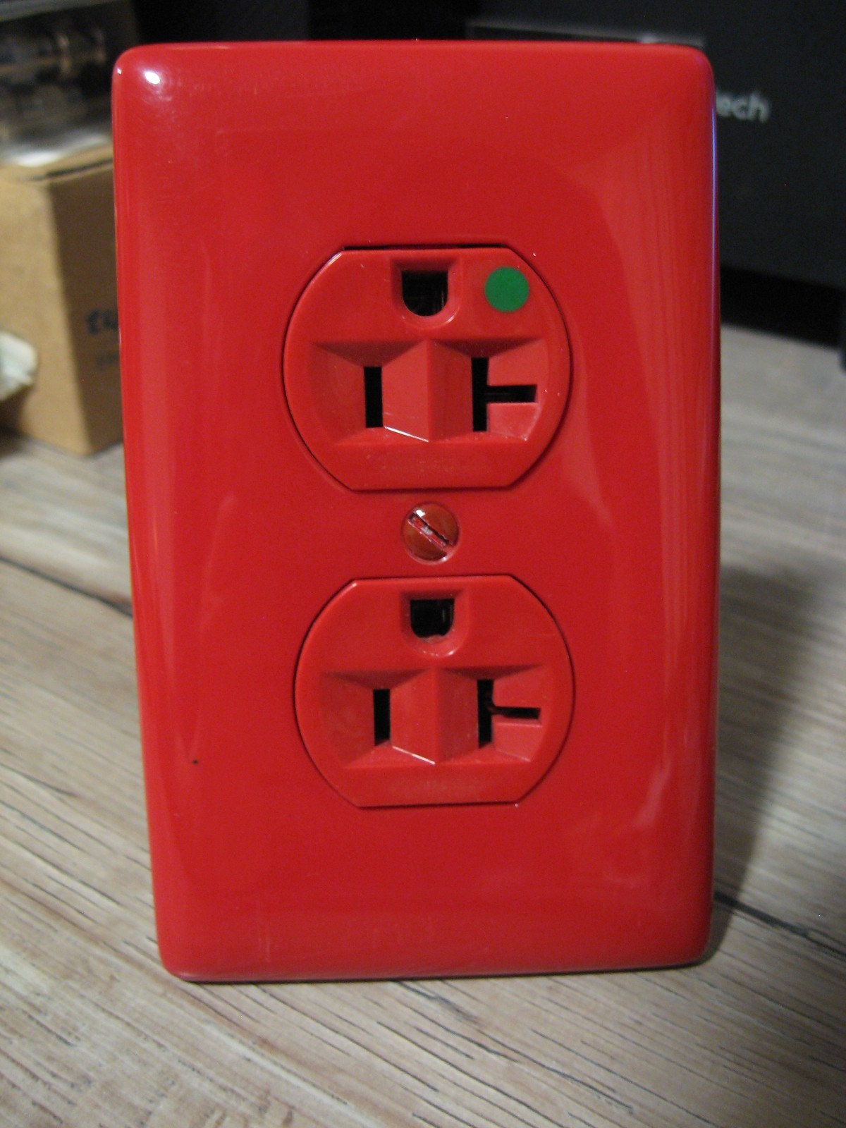 NEW Hubbell Hospital Grade Red Duplex Receptacle With Cover – 20A 125V
