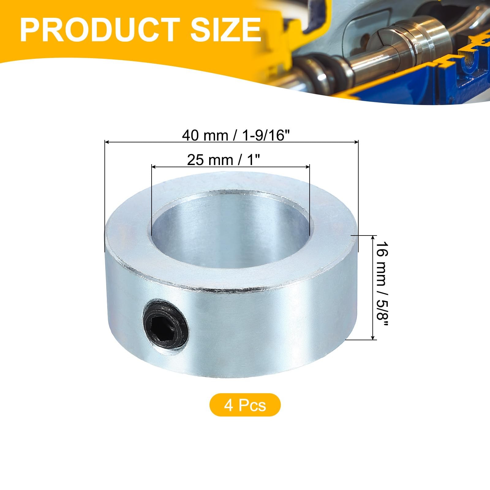PATIKIL Bore 25 mm Shaft Collar 40 OD 16 Thickness, 25x40x16 mm, Silver