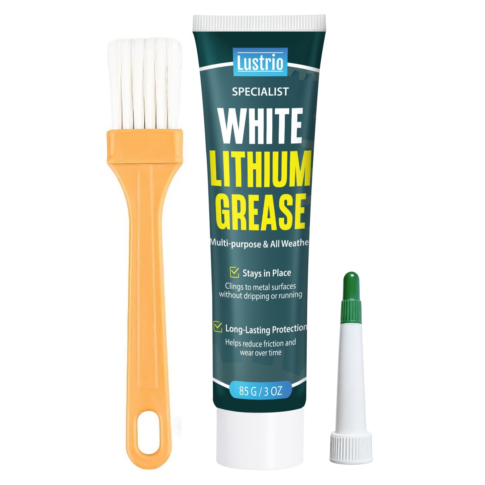 White Lithium Grease with Brush – 3oz Multi-Purpose Lubricant for 3 ounces