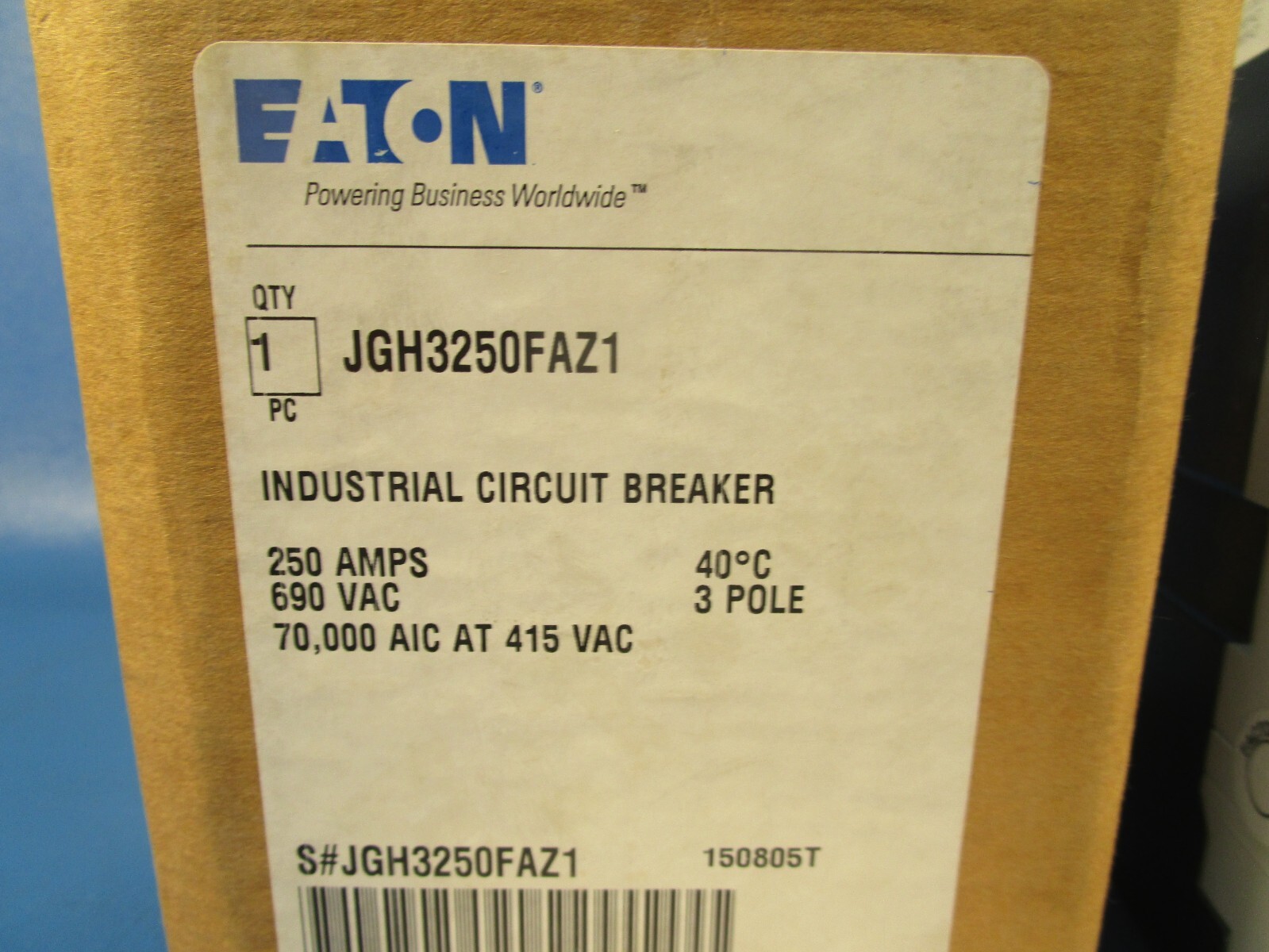 Eaton JGH3250FAZ1, Molded Case Breakers (MCCBs) JGH 3P 250A 600V 50/60Hz 3Ph J
