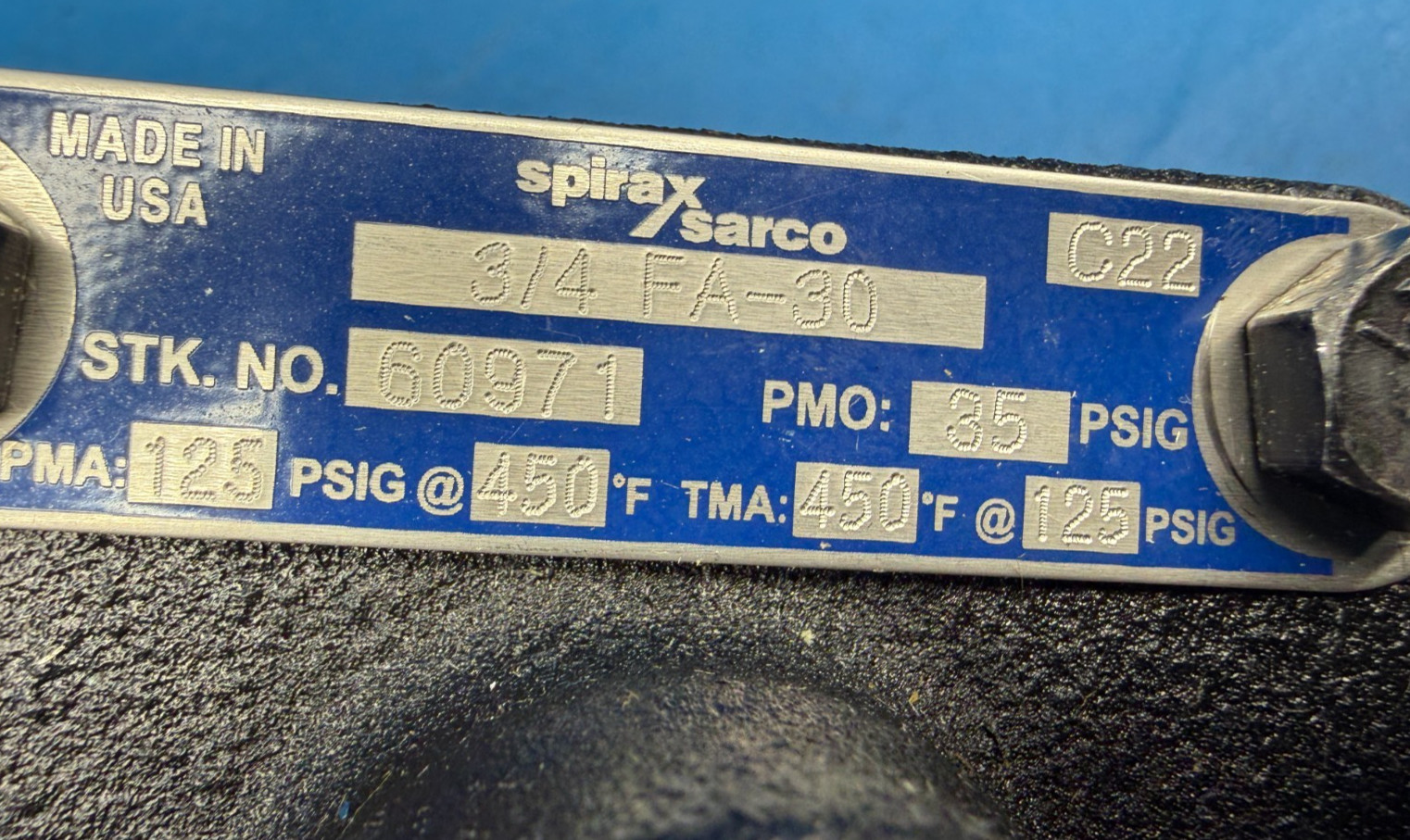 Spirax Sarco 60971 3/4 FA-30 125PMA Cast Iron Liquid Drain Trap 50899