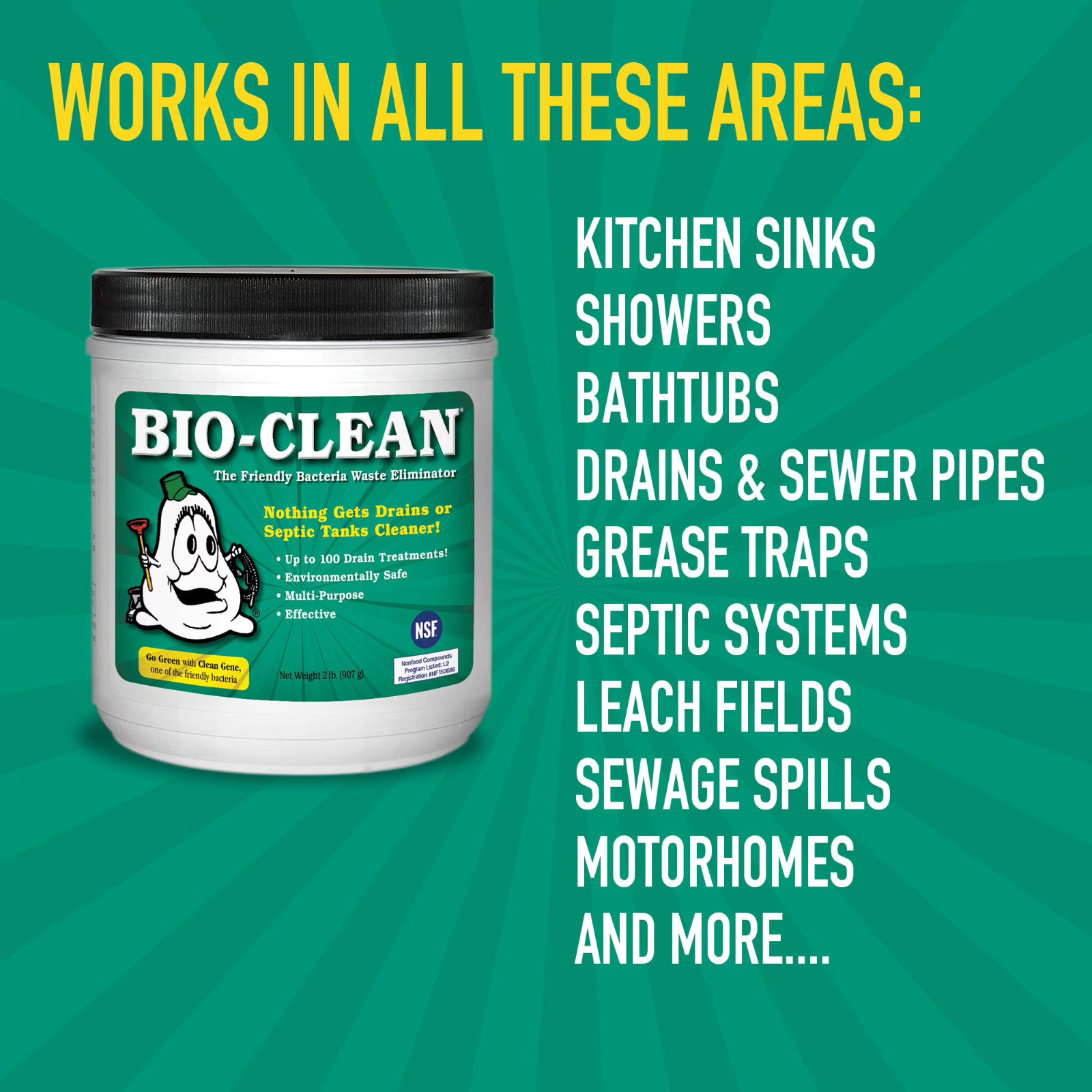 2lb Bio-Clean Drain & Septic Cleaner Natural Grease Trap Drain Treatment