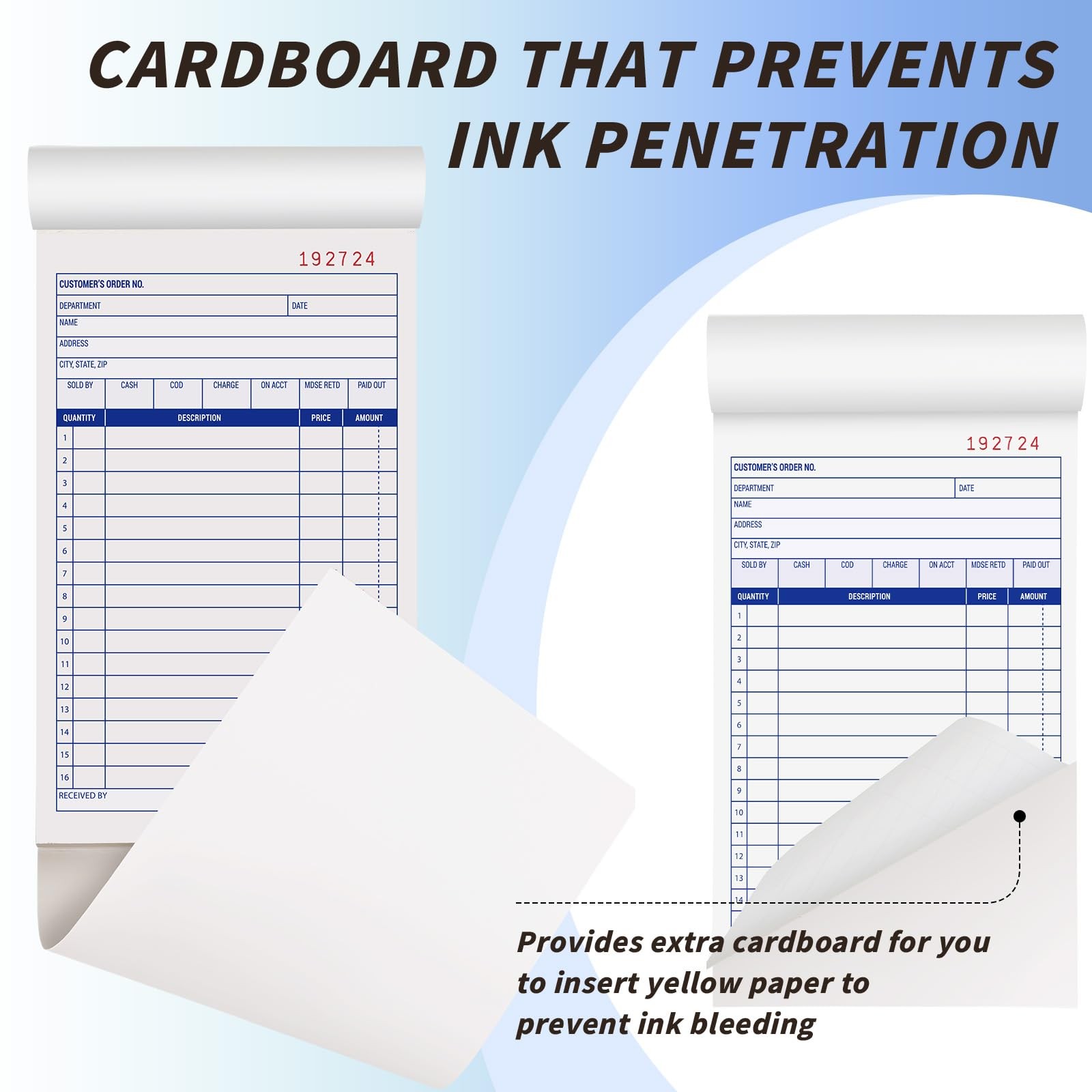 40 Pack Sales Order Book Bulk, 2-Part Carbonless Receipt Form Invoice, White/Yel